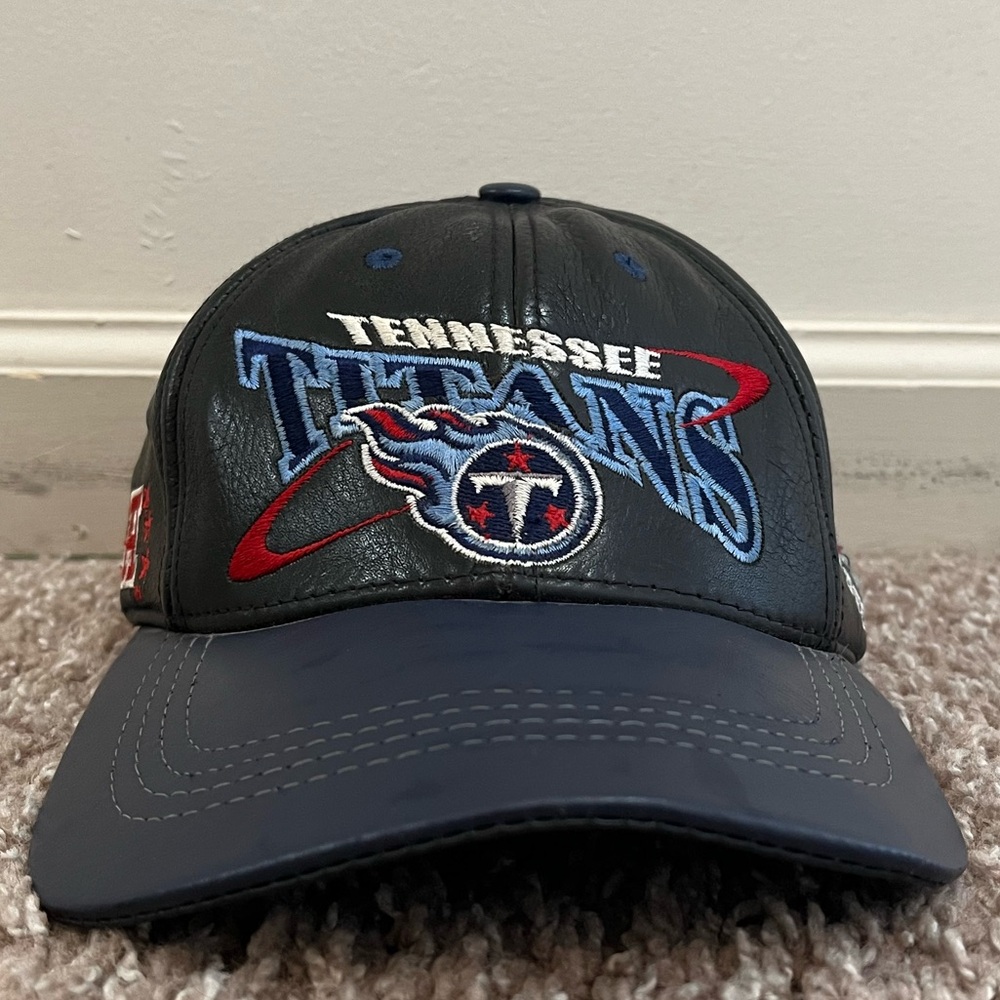 Vintage Pro Elite NFL Tennessee Titans Black Leather Hat Cap 90’s StrapBack